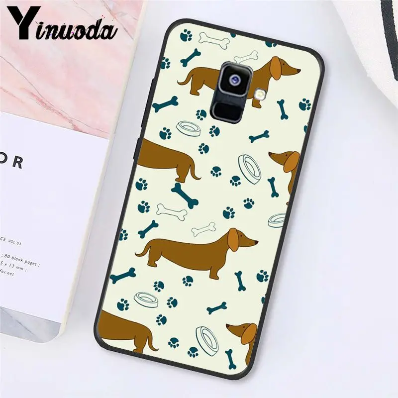 Yinuoda мультфильм Животные собаки таксы, чехол для телефона для samsung Galaxy A7 A50 A70 A20 A30 A40 A8 A6Plus A8Plus A9