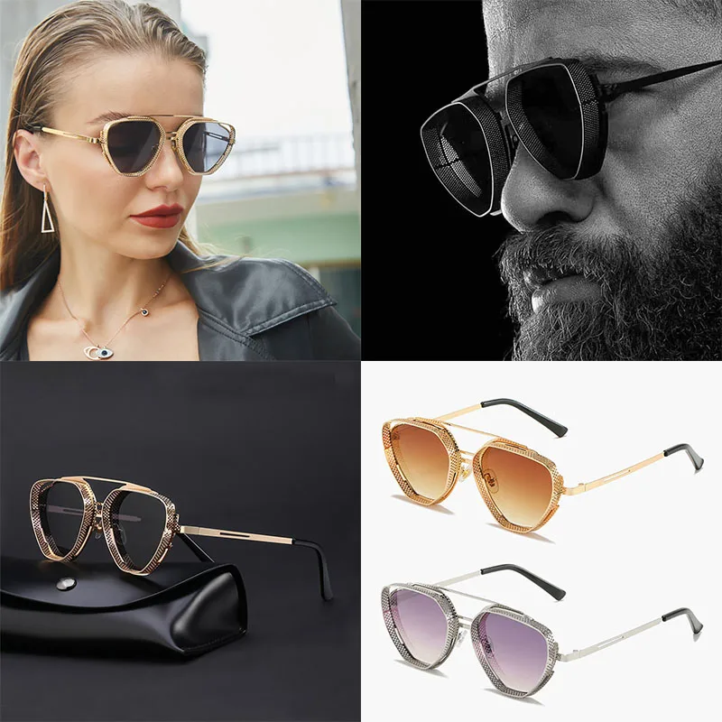 

Винтажные очки в стиле стимпанк, роскошные брендовые дизайнерские женские солнцезащитные очки, квадратные очки в металлической оправе, сол...