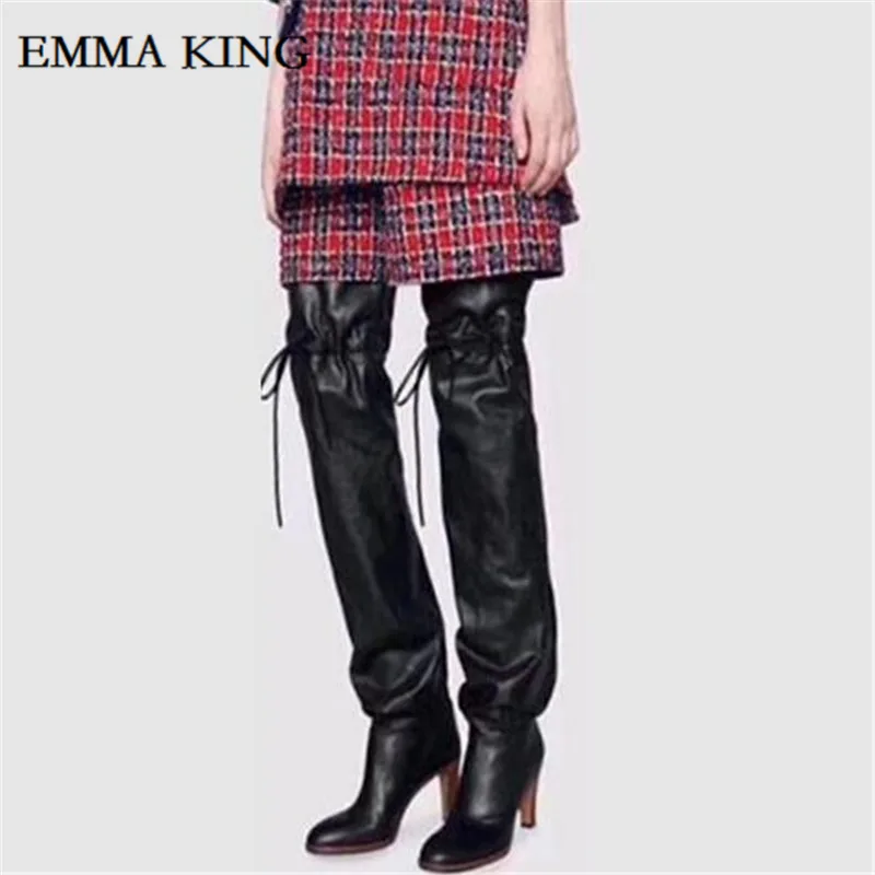 Emma king/классические женские ботфорты на высоком каблуке; женские Сапоги выше колена; пикантные женские сапоги; Botas