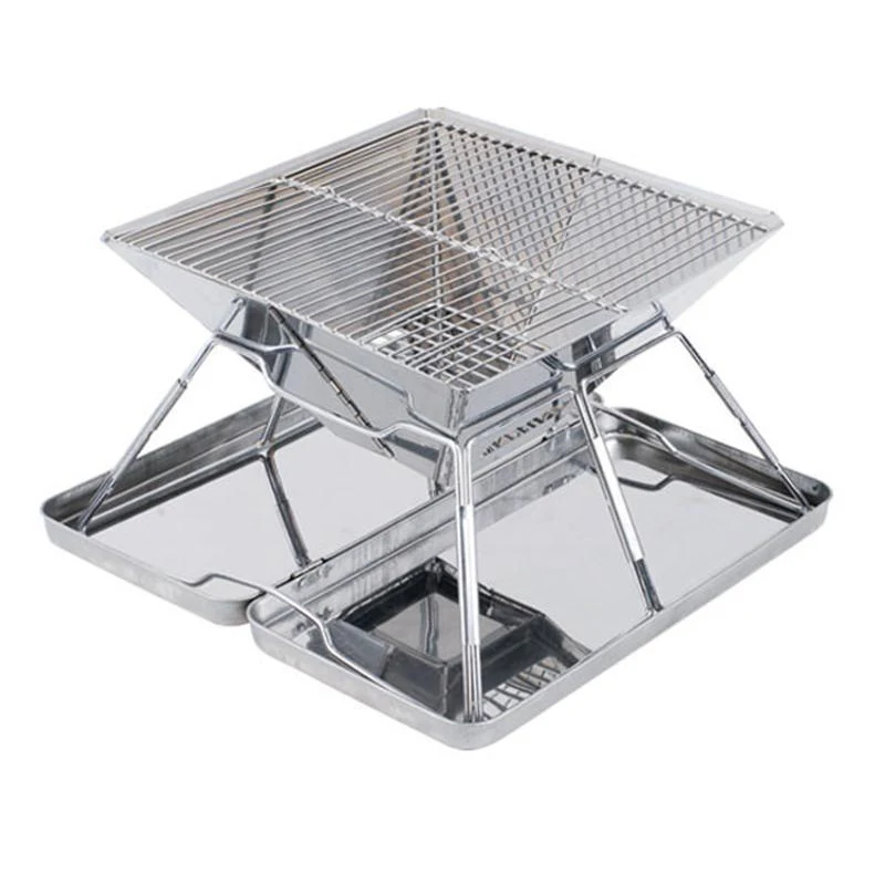 

Outdoor Portable Stainless Steel Folding Barbecue Grill Wood Stove Incinerator Charcoal Grill Camping Cooker Grill