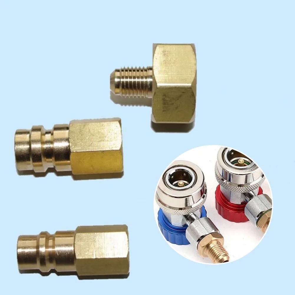 

Refrigerant Air Conditioning Adapters HVAC Tool Parts High And Low Voltage Converter For R134A 1/4 "SAE Thread W21.8 To 1/4''SAE