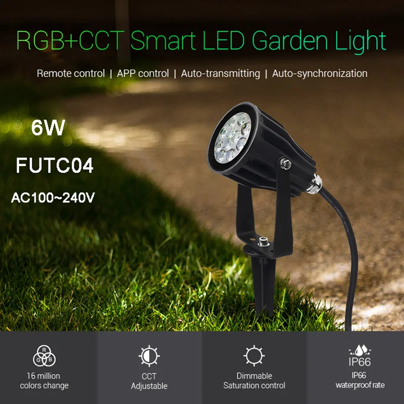 

Miboxer FUTC04 6W led Lawn Light RGB+CCT Garden Light Waterproof IP66 Outdoor Lighting AC100~240V 50/60Hz