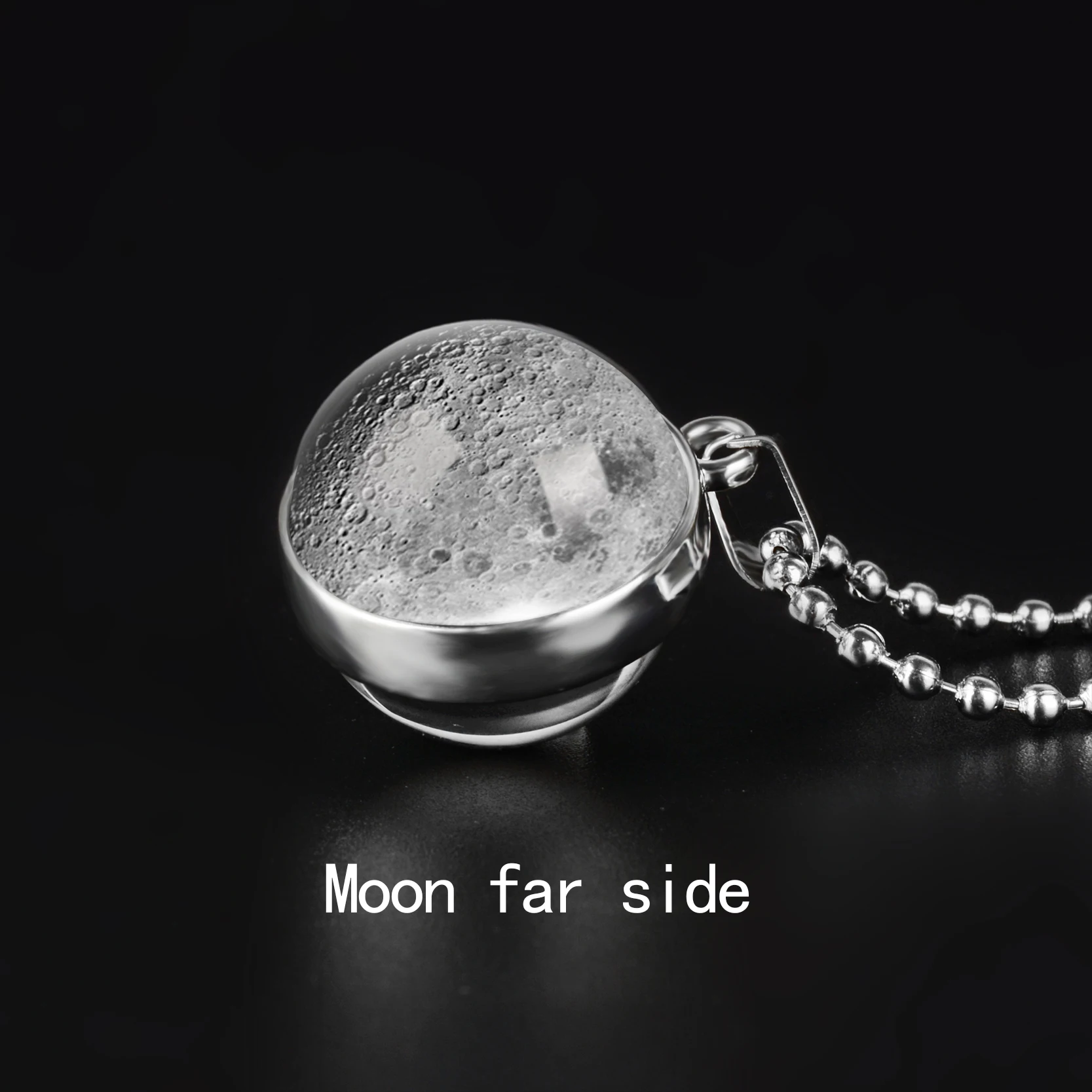 Moon far side Двухстороннее ожерелье с изображением фазы Луны, художественная подвеска, галактика, планета, стеклянный шар, кабошон ручной работы, астрономическая подвеска, ожерелье, ювелирное изделие - Metal Color: Moon far side