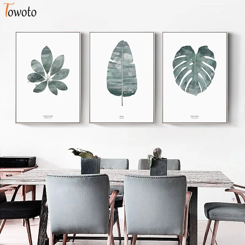 Современная Картина на холсте с растениями для гостиной домашний плакат печать