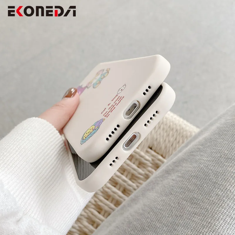 

EKONEDA Cartoon Cute Cat Animal Case For iPhone 12 11 Pro XS Max XR X 7 8 Plus Protective Soft Case Silicone TPU Back Cover