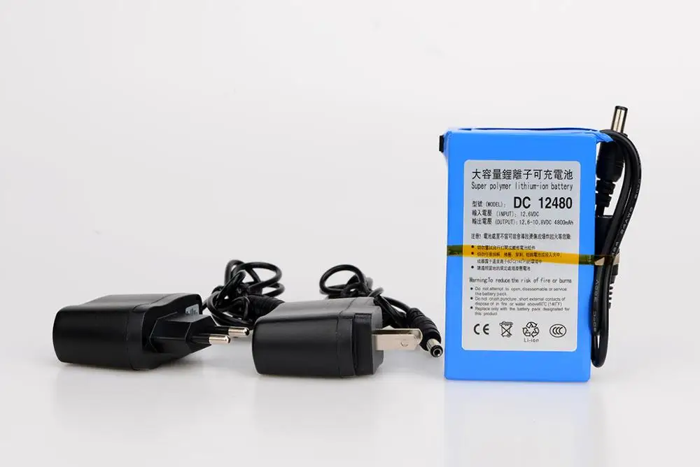 

Portable DC 12V 4800mAh Rechargeable Lithium-ion Battery Cell with DC 12480 Power Charger Batteries EU/US Plug