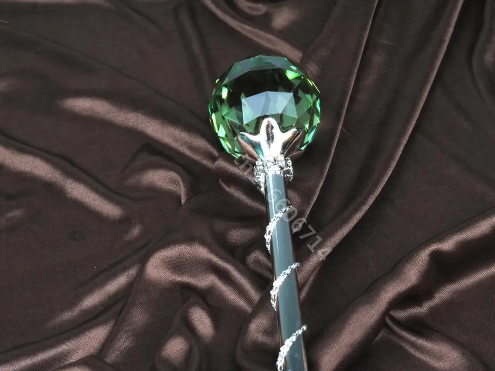 Зеленый Кристалл Sceptres ручной работы круглый шар скипетр палочка король королева свадьба Свадебное Театрализованное Пром Арт Деко реквизит аксессуары