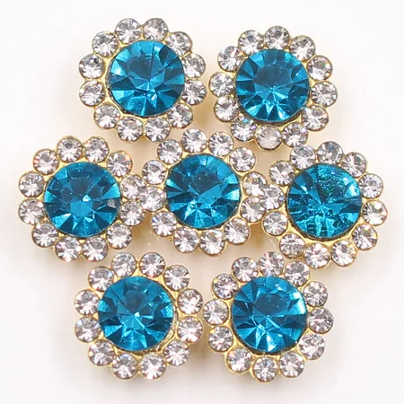 Blue zircon Кристалл AB Подсолнух Стекло Стразы с коготь пришить Кристалл СТРАЗА под камень алмаз металлическая основа Пряжка для одежды 20шт - Цвет: Blue zircon