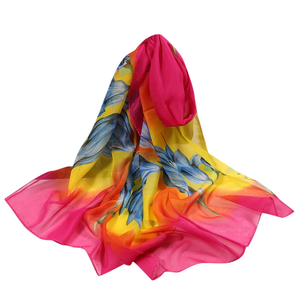 Soft Wrap Scarf Simulation Silk Shawl Scarves szaliki i chusty Ink painting Retro Chinese 160*50cm Women Flower Print Long |