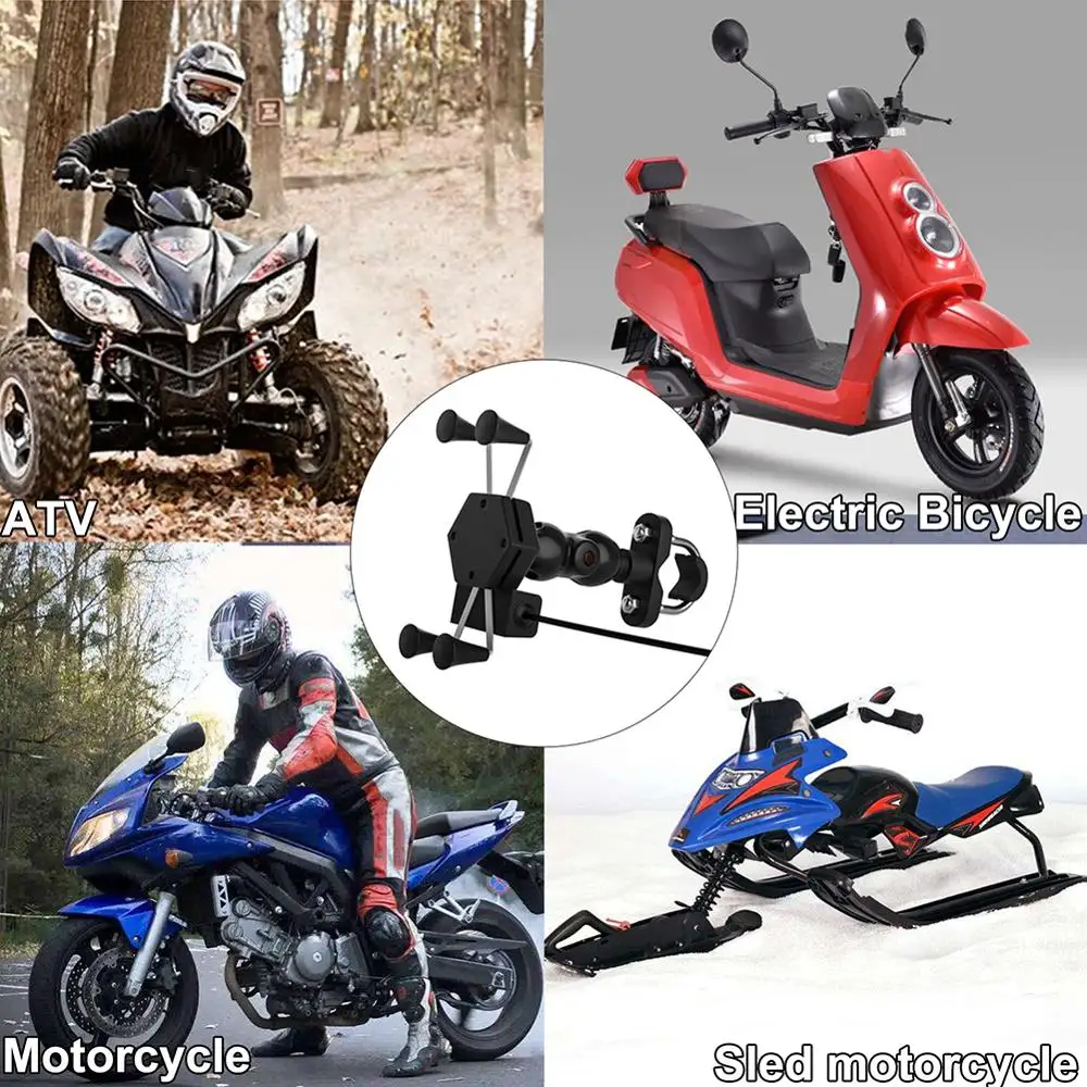 

Universal Wireless Motorcycle Bike Mobile Phone Holder With Charger Aluminum Alloy Fast Charging 360 Rotation GPS Bracket
