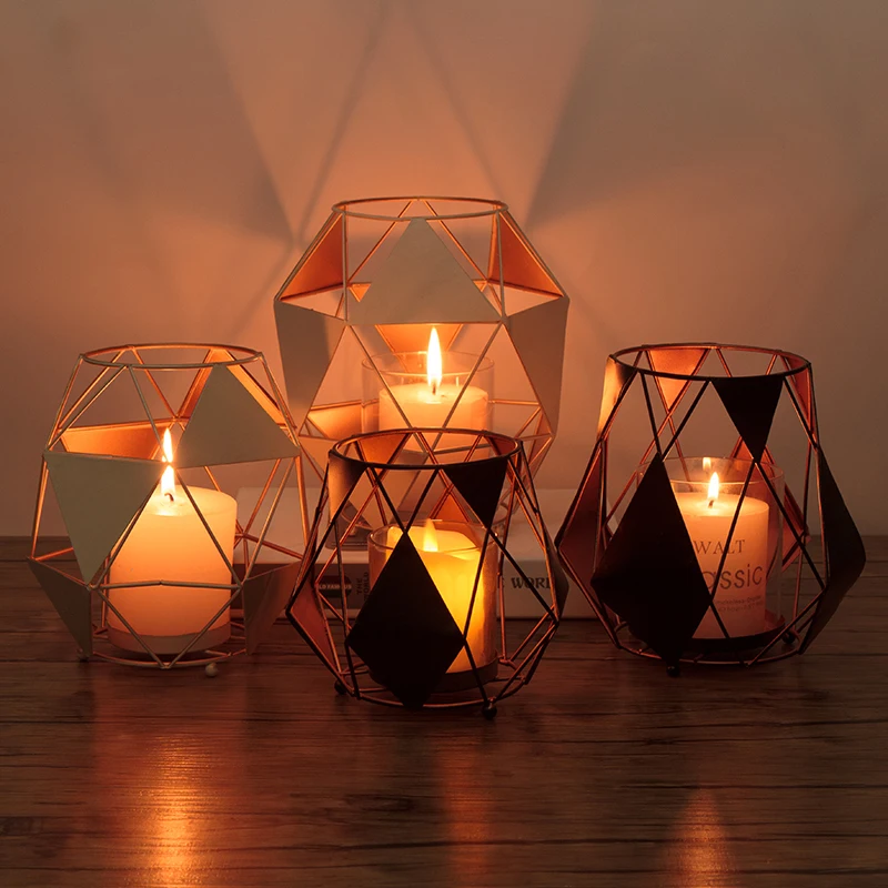 

Metal Modern Candle Holders Geometric Dinner Dining Table Romantic Retro Wedding Candlestick Decoracion Hogar Home Decor MM50ZT