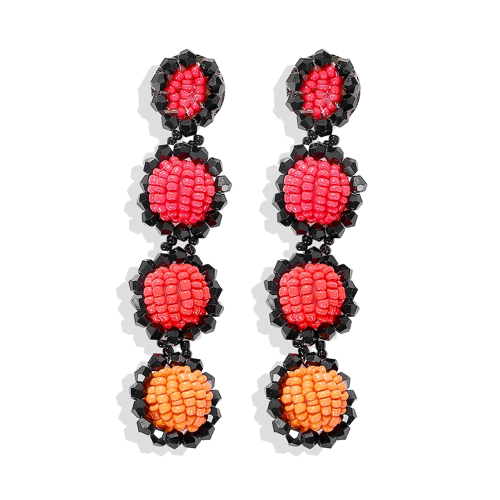 Miwens модные длинные бусины Арлекин висячие серьги Bauble Bar элегантные красочные бусины лист кисточкой яркие серьги украшения