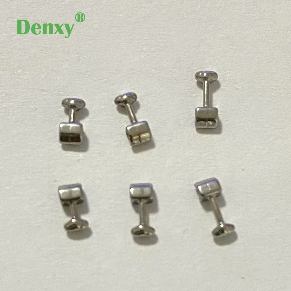 Denxy 100pcs Dental Orthodontic Crimpable Hook Dental Short Long Orthodontic Bracket ortho attachments lingual button
