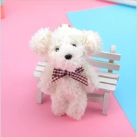 1pcs pearl velvet bow tie dog plush toy for boys girls keychain pendant kindergarten toy small gift event gift 12cm