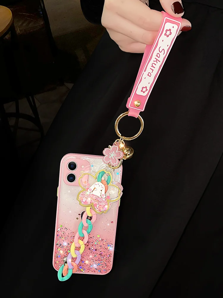Fashion 3d Rainbow Bracelet Keychain Female Soft Case For Iphone 14 13 11 12 Pro Max Mini 7 8 Plus Xr X Xs Se Phone Cover Fundas