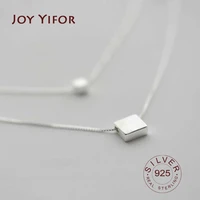 925 sterling silver necklace double layer square box simple necklace for women choker