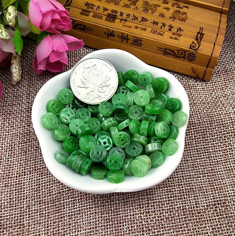 Натуральный Jadeite кнопка для денег аксессуары рукоделия нефрит|Ювелирная