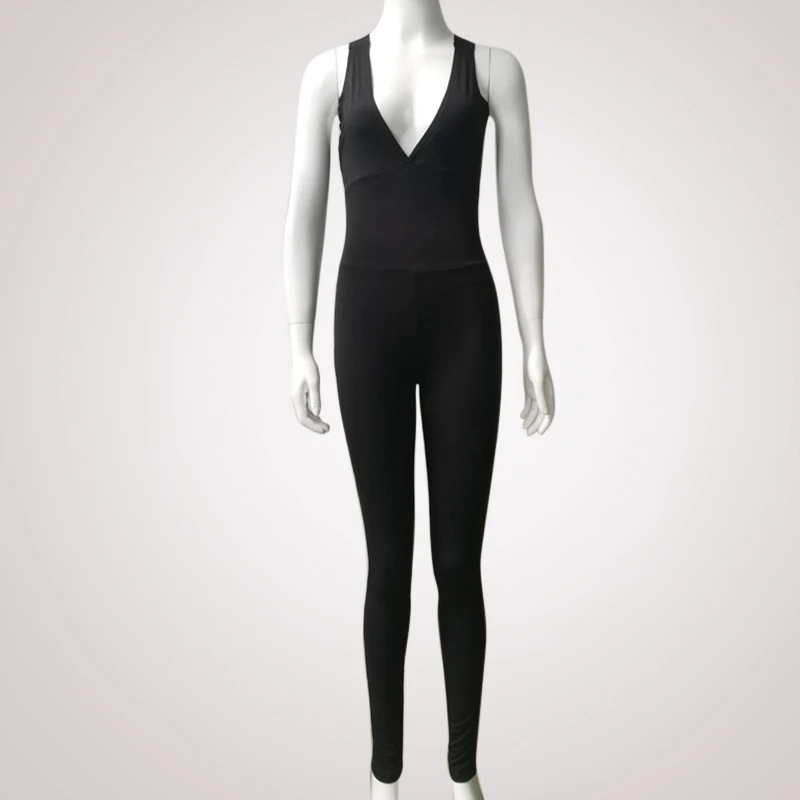 2019 One-Piece Yoga Set Women Sexy Stitching Zipper Jumpsuits Waist Pants Fitness Leggings Workout Sports Running | Спорт и