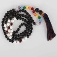 8mm fashion 108 knot black agate matte bead seven chakra bracelet easter restore diy bohemia chakra inspiration lucky