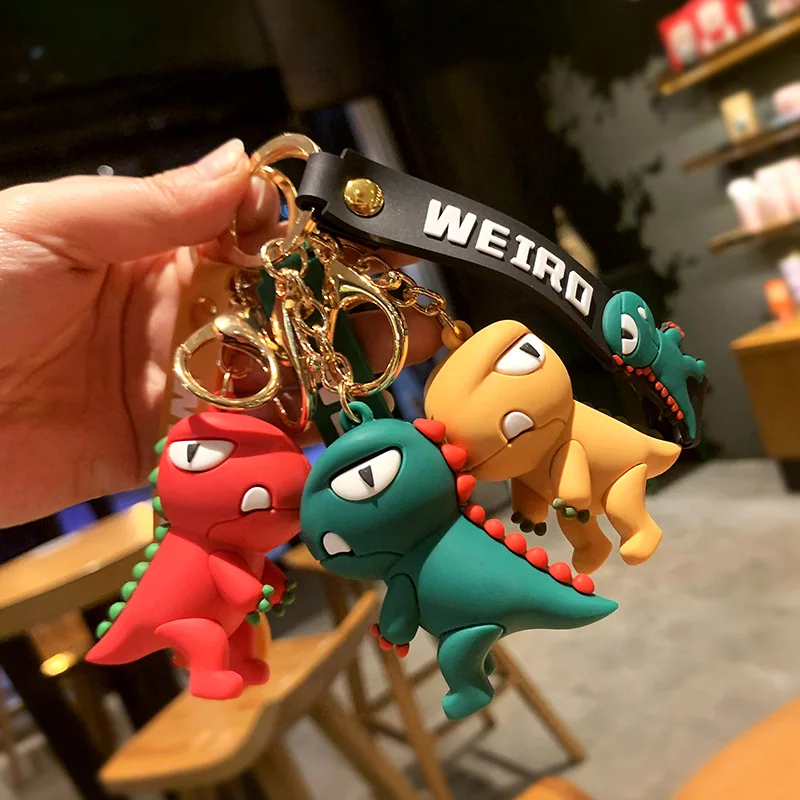 

New Cute Little Dinosaur Keychain Pvc Epoxy Resin Gift Tooth Dragon Cartoon Three-Dimensional Children Doll Popular Accessory