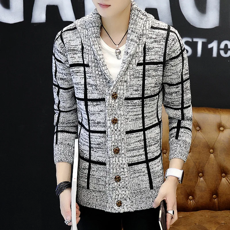 

Spring and Autumn men's new jackets men's handsome knit cardigan male V