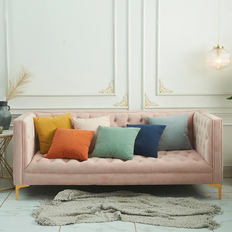 

New Pillow Cover Sofa Combination Solid Color Lambswool Pillow Cover Morandi Multi-Color Optional