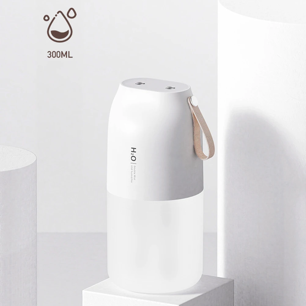 

300ML Double Nozzle Air Humidifier Diffuser LED Home Bedroom Humidifier Portable Small Air Humidifier For Home Office