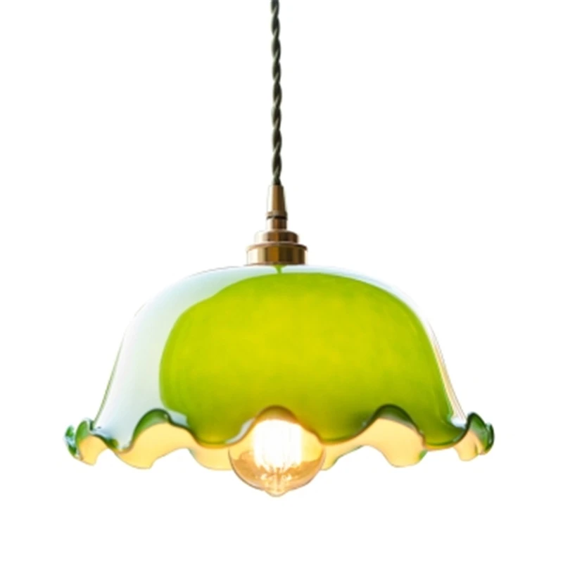 

Retro Nostalgic Brass Glass Lotus Leaf Restaurant Chandelier Bar Light kitchen Lamp Coffee House Lamp Free Shipping