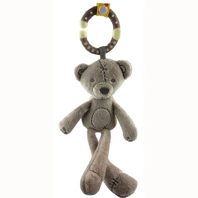 Bear Мягкая кроватка кровать коляска детские игрушки 0-12 месяцев обучающая подвесная кровать спиральная детская коляска игрушки для новорожденных милые животные погремушки - Цвет: Bear