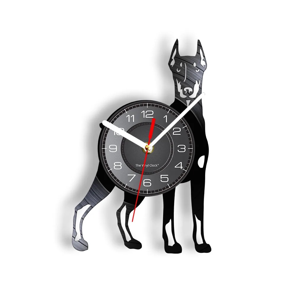 

Dobermann щенок Лазерная вырезка виниловая пластина настенные часы собака породы Доберман-пинчер Breed домашний Декор Ретро альбом виниловый диск ремесло часы