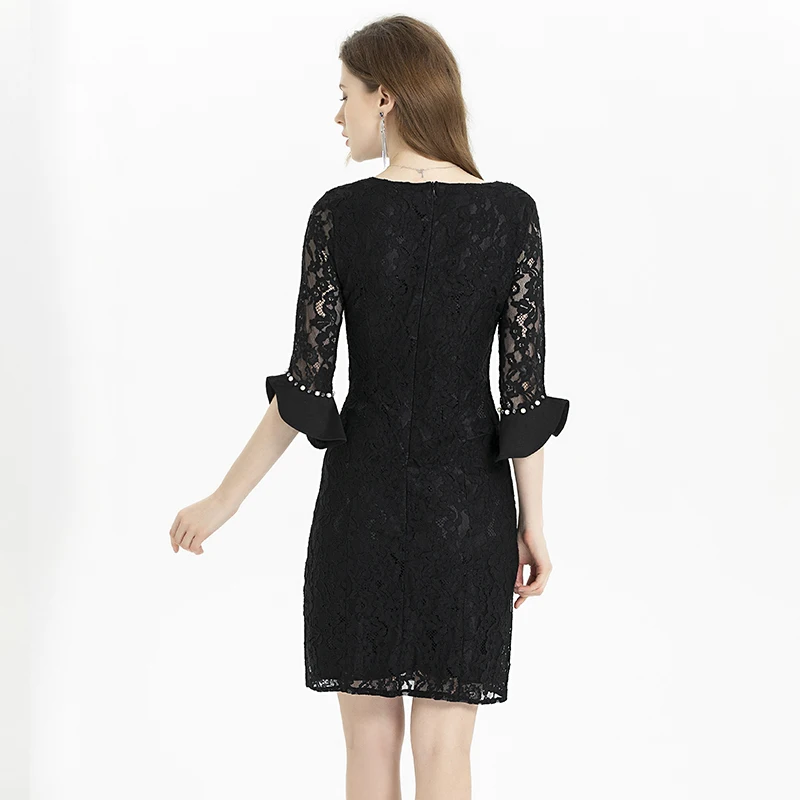 

Lace Dresses for Woman 2021 Fall Long Sleeve A-line Party Clothes Sexy Casual Black Lace Vintage Dress Elegant