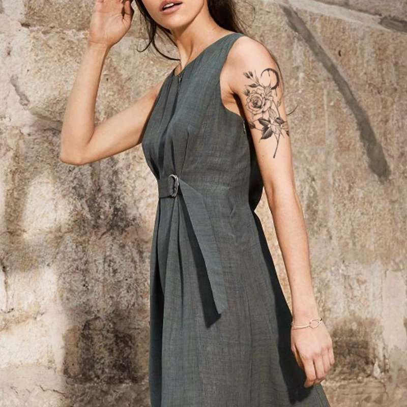 

Waterproof Temporary Tattoo Sticker Blood Moon Flowers Flash Tattoos Rose Peony Body Art Arm Water Transfer Fake Tatoo Women