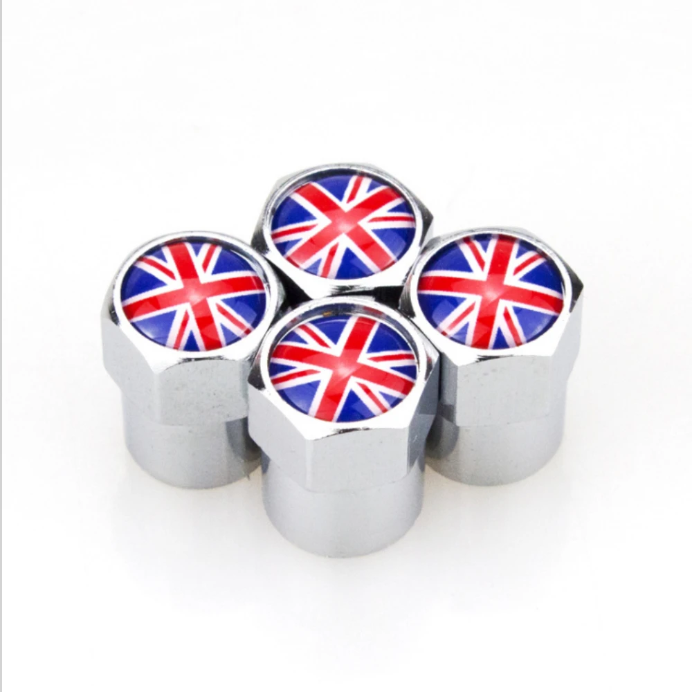 

4 X Metal Wheel Tire Valve Caps Covers UK Flag Logo Car Decoration Accessories for MINI Cooper Coupe Cabrio One MINI Series