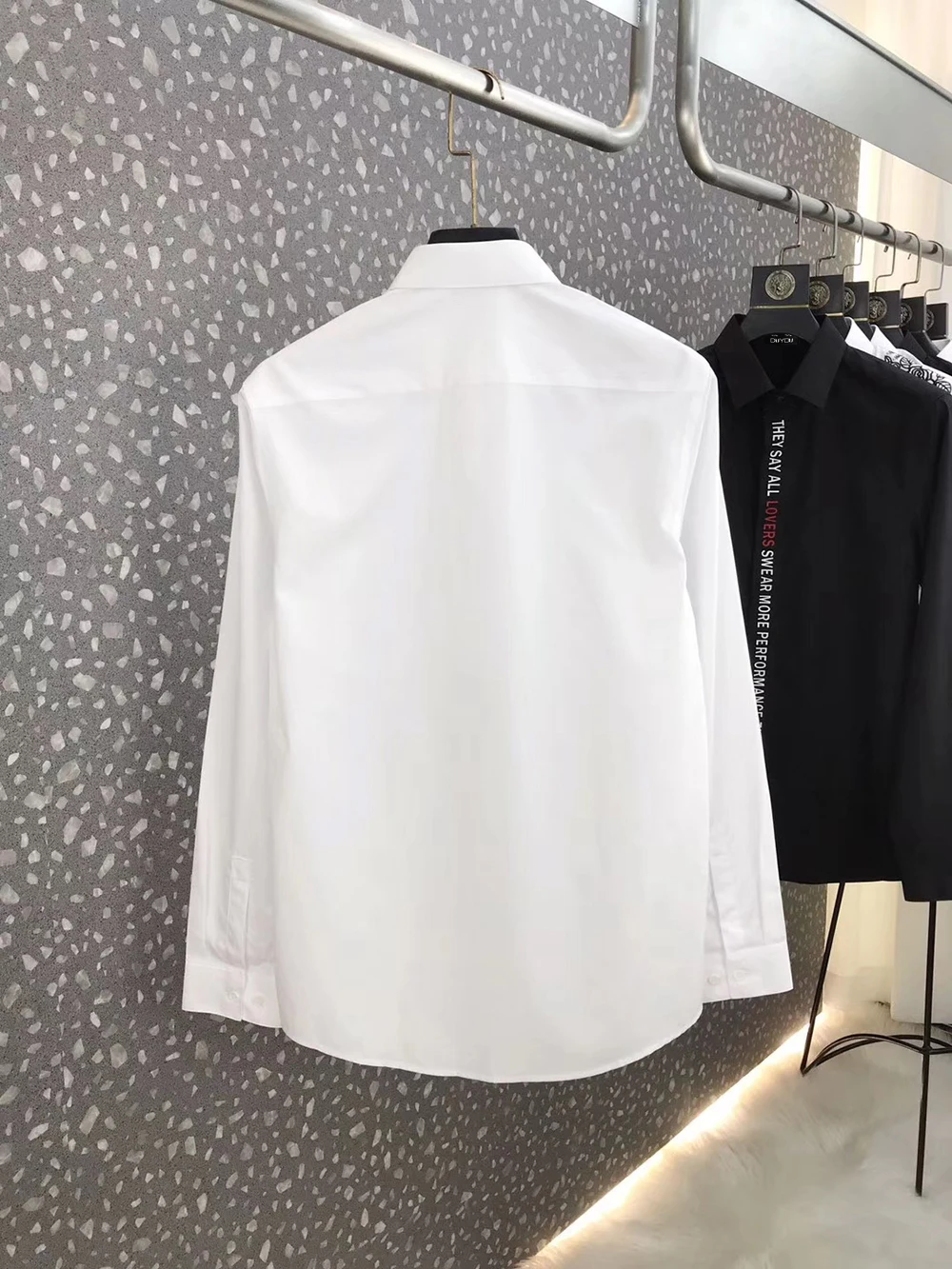 DUYOU Мужская рубашка хлопок мужская классическая с английскими надписями и