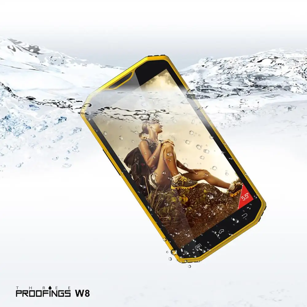 E & L Proofing W8 смартфон с 5 дюймовым дисплеем восьмиядерным процессором MTK6753 ОЗУ 2 Гб