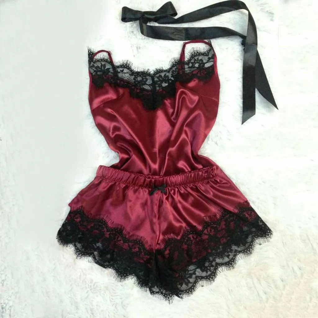 

Women's Sleep&Lounge Sexy Lingerie silk satin Nightwear Fashion Loose Lace Sleepwear Robe Summer Nightgowns&Sleepshirts Femme