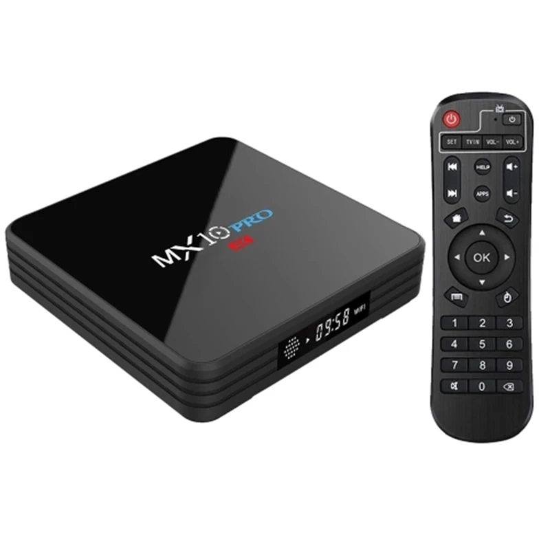 ТВ приставка Mx10 Pro Android 8 1 4 ГБ/32 ГБ Rk3328 / 4K Vp9 H.265 Hdr10 Usb3.0 Bluetooth