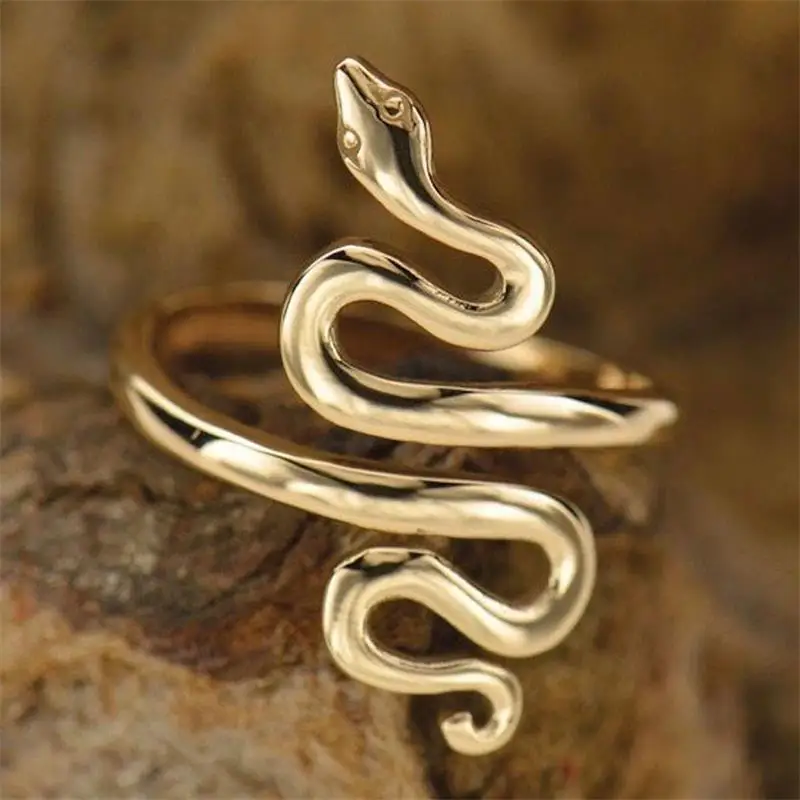 

Simple Adjustable Bronze Serpent Ring Gold Snake Rings for Women Men Punk Party Jewelry Opening Finger Ring Gifts