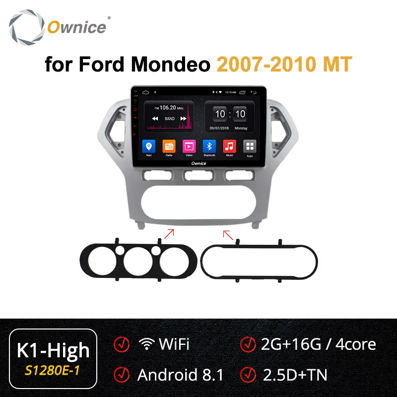 S1280-1 K1-High Ownice K3 K5 K6 Android 9,0 2G ram 8 Core 10," автомобильный DVD gps навигатор радио плеер для Ford Mondeo 2007-2010 4G LTE DAB+ DVR - Цвет: S1280-1 K1-High