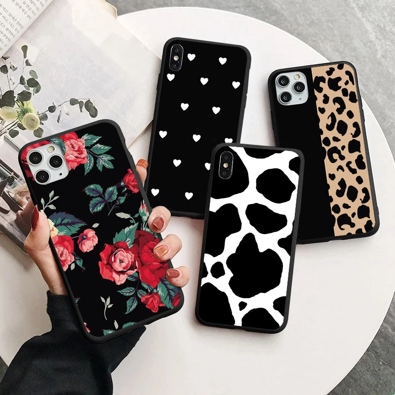 

SHACK custodia per fiori leopardo nero bianco Crack Love per Xiaomi Redmi Note 10 9 8 Pro 10S 9S 9T 9C 9A 8T 8A 7 7A 6A Poco X3