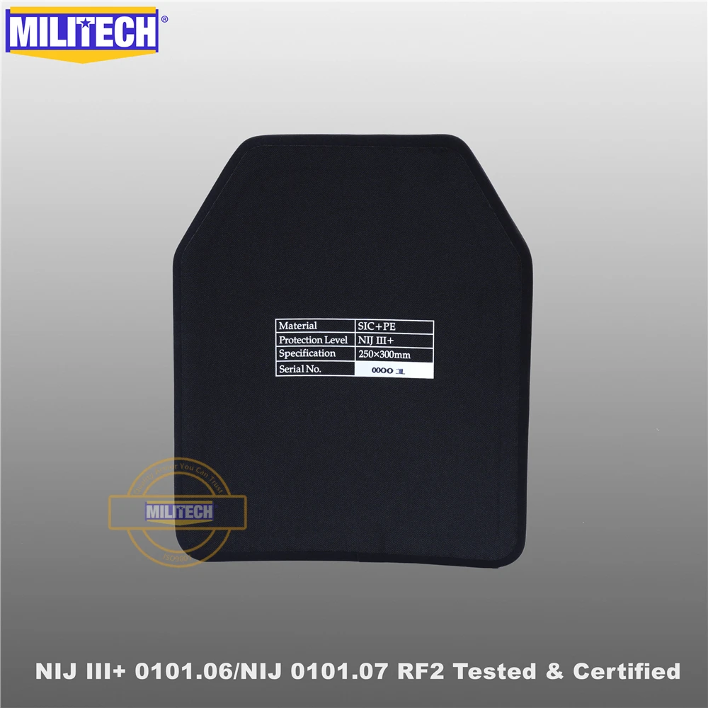 MILITECH SIC & PE NIJ III + 0101 06/NIJ 07 RF2 10x12 дюймов пуленепробиваемая пластина AK47 SS109 M80