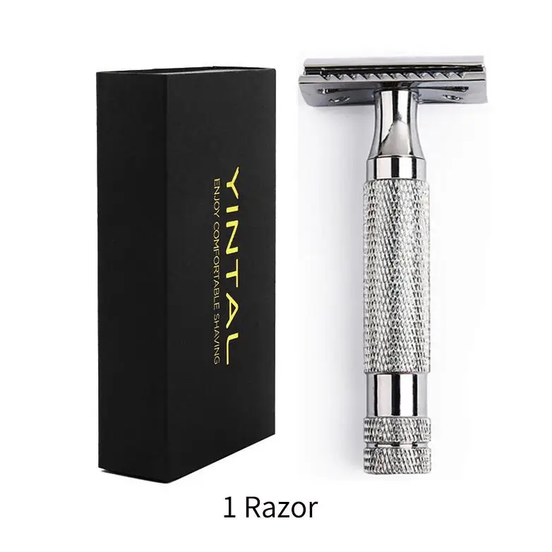 1 Razor YINTAL, бритва с двойными краями, Мужская бритва из серебряного медного сплава, нескользящая ручка, Мужская Ручная бритва - Цвет: 1 Razor