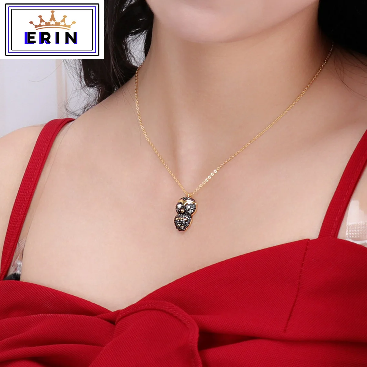 

ERIN High quality SWA, animal crystal. Owl lady Necklace