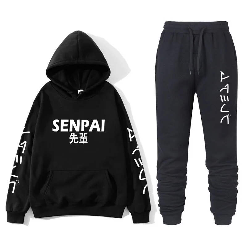 

Fashion japanese streetwear SENPAI Hoodie Set Multiple Colour Men Women Hoodies Pullover sudadera hombre Casual Sweatshirt Suit