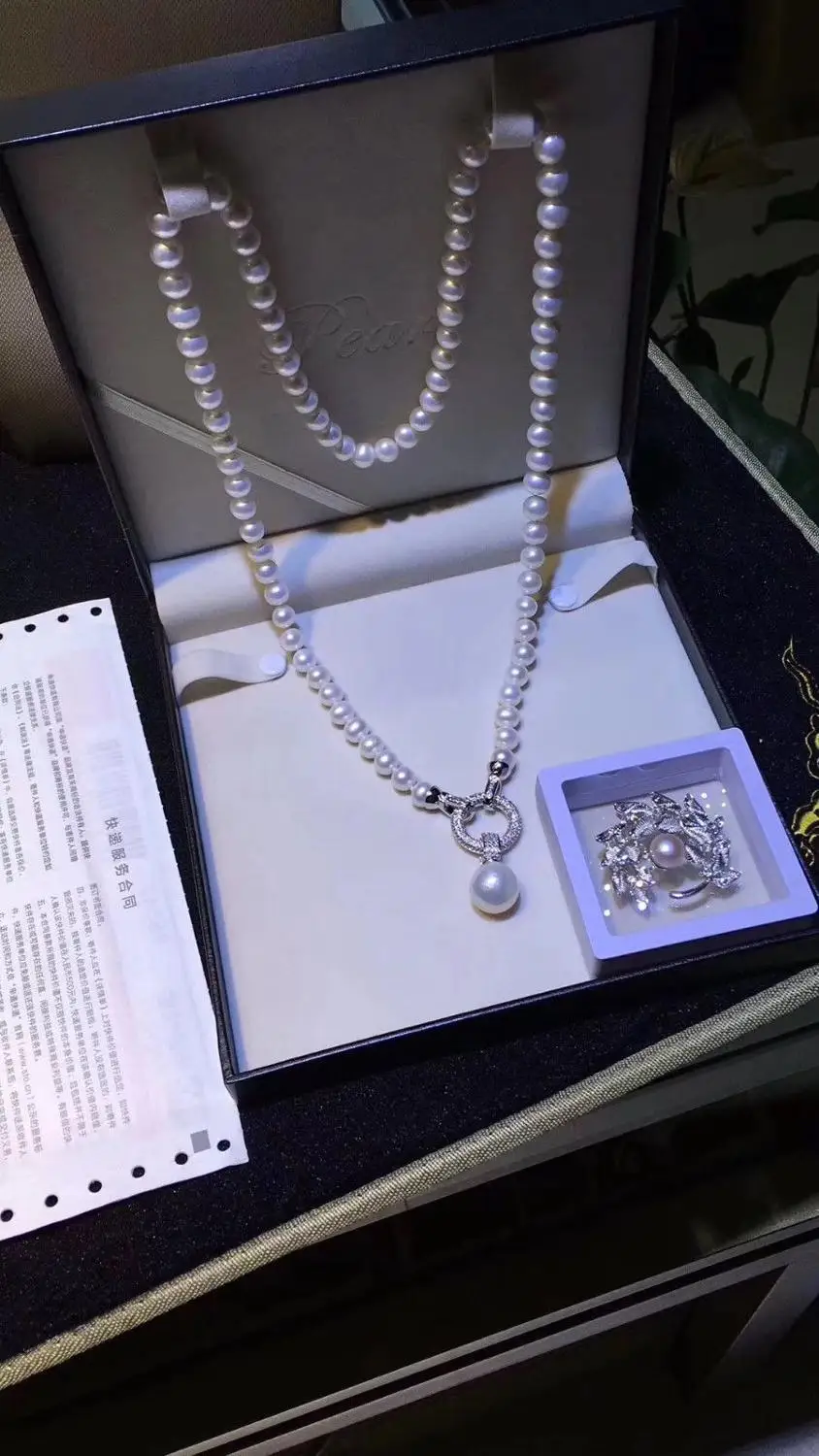 ?? 南洋ラウンドホワイト9-10ミリメートル真珠のネックレスのペンダント24インチ