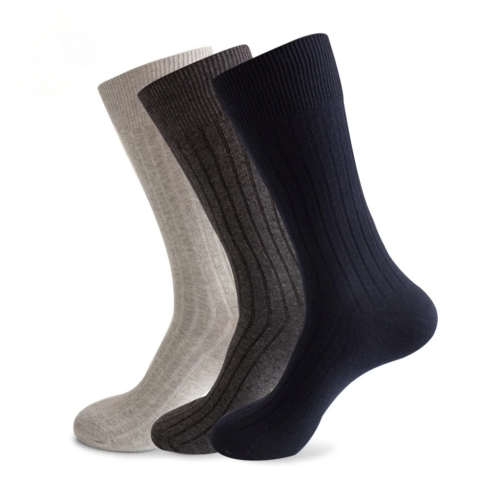 

High Tube Men's Socks Autumn and Winter Striped Long Tube Pure Cotton Stockings Comfortable Wear-resistant XL Men's Calf Socks