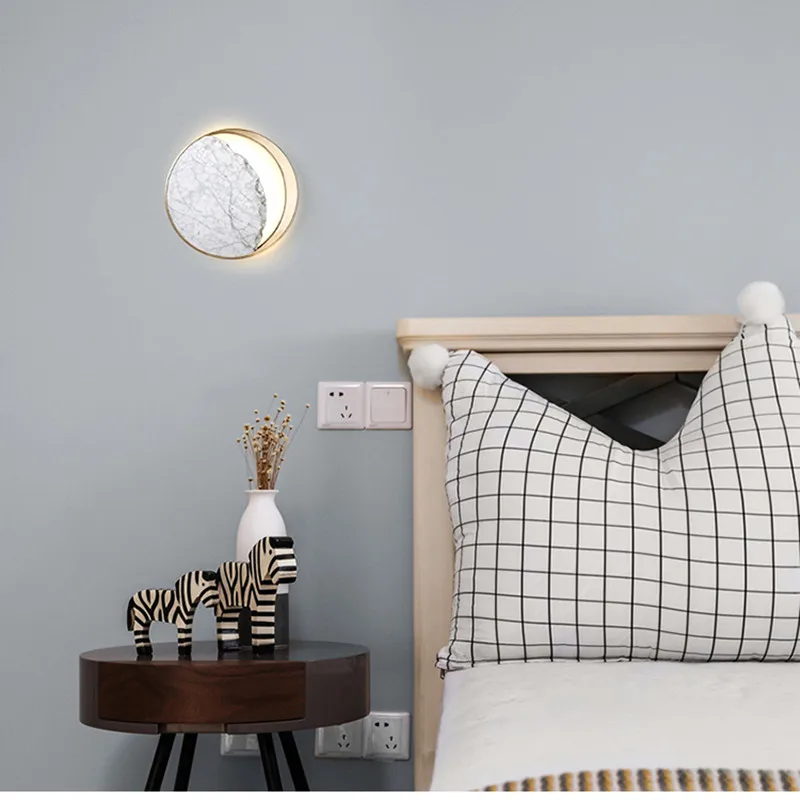 Арт Дизайн Затмение Nordic мрамор прикроватный светодиодный настенный светильник