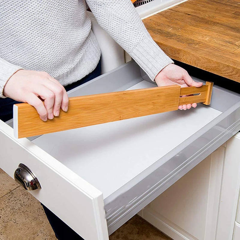 Регулируемые расширяемые разделители бамбуковые ящики ящиков органайзеры из