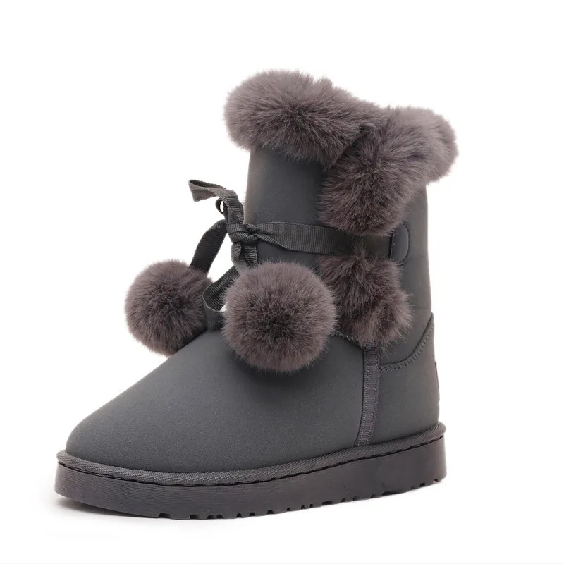 

Snow Boots Women's Short Barrel Plus Velvet 2020 Winter New Hairball Boots strappy women's boots winter boots.