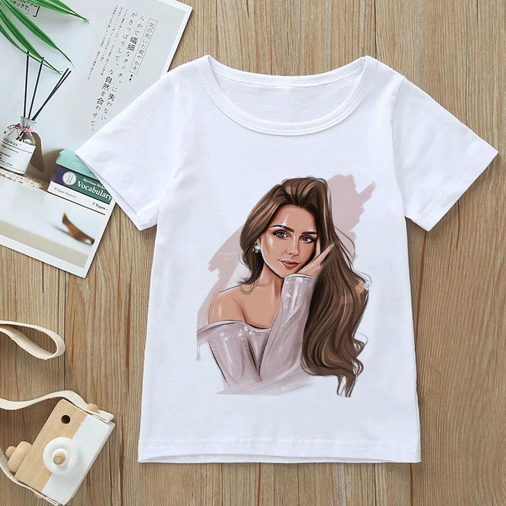 

Korea Creative Kids T-shirt Bubble Gum Melanin Black Girl Cool Funny Print White Hip Hop Harajuku Toddler Girls Fashion Cute Top